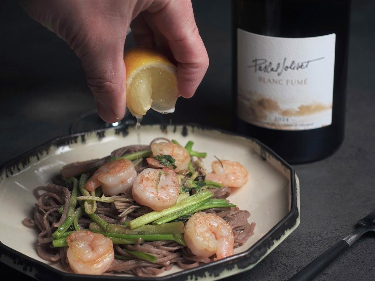 エビとセリの和え蕎麦