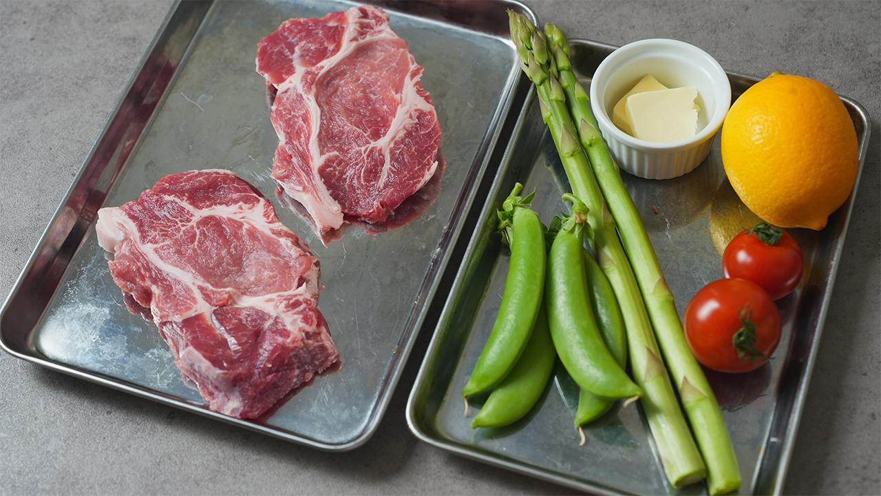 レモン香る春野菜と豚肉のバターソテー_材料