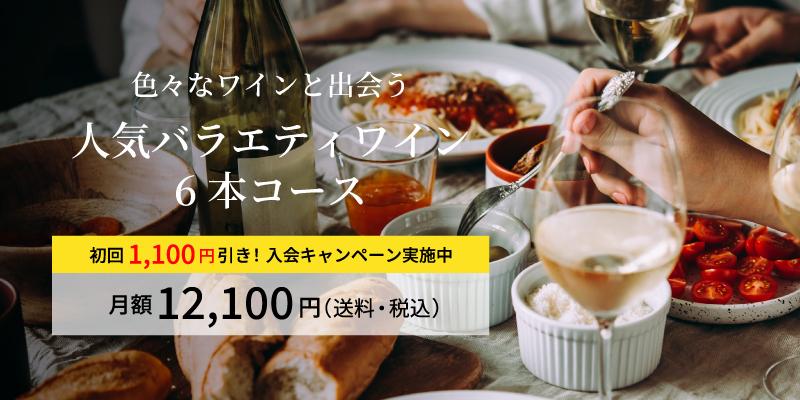 人気バラエティワイン6本コース