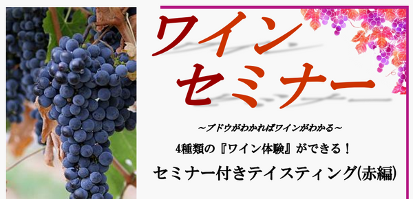 【Web予約OK!!】10月17日(金)～19日(日)「4種類の『ワイン体験』ができる！セミナー付きテイスティング(赤編)」