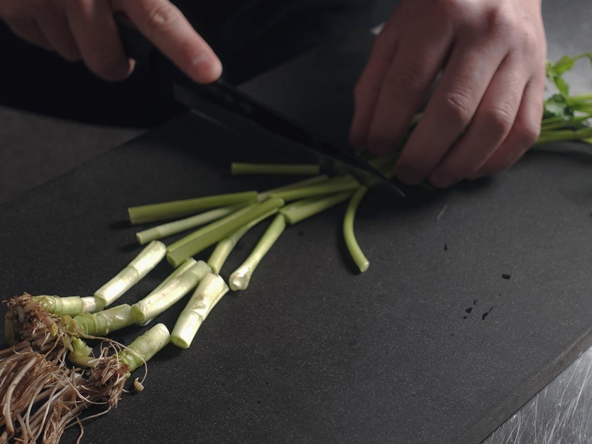エビとセリの和え蕎麦_工程