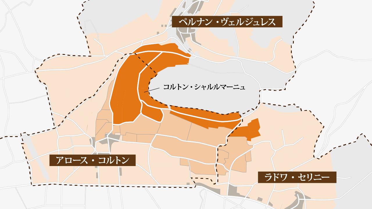 コルトン・シャルルマーニュ　地図