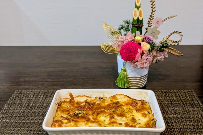 焼きあがったグラタンの写真