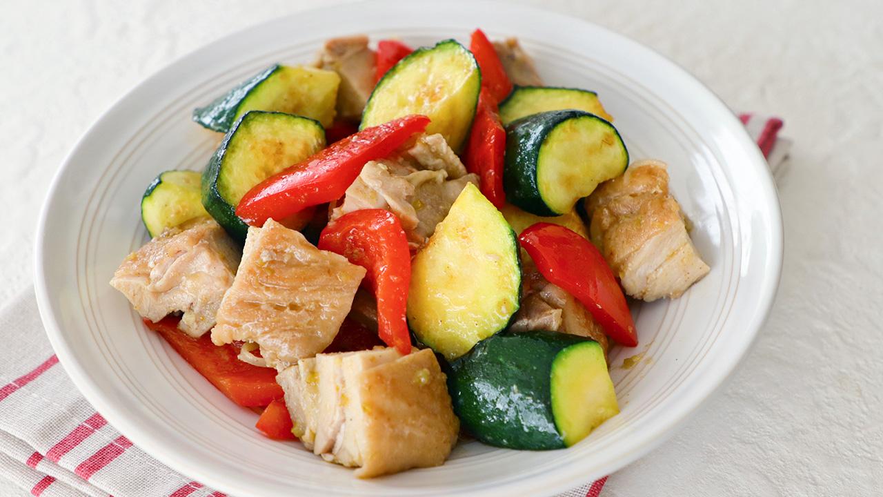 蒸し鶏と夏野菜の柚子こしょう和え_完成