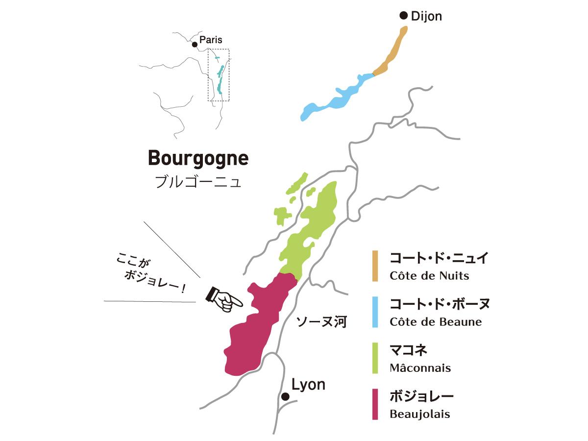 ボジョレーを示した地図