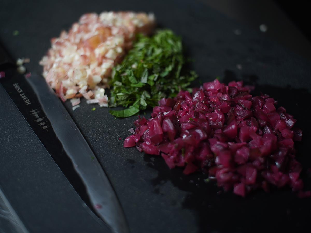 たっぷり薬味のタルタルステーキ_工程