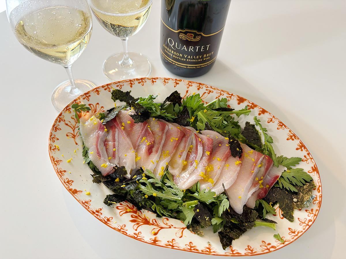 ブリと春菊のカルパッチョ風サラダ